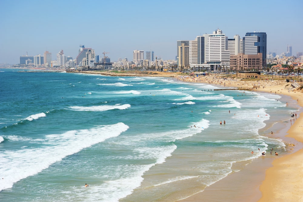 tel aviv beach and city image