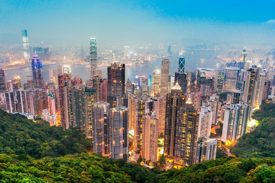 View of the city from the peak on Hong Kong Island