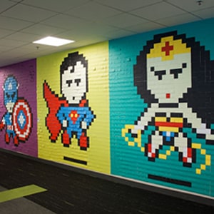 Pixel art done using post - it notes