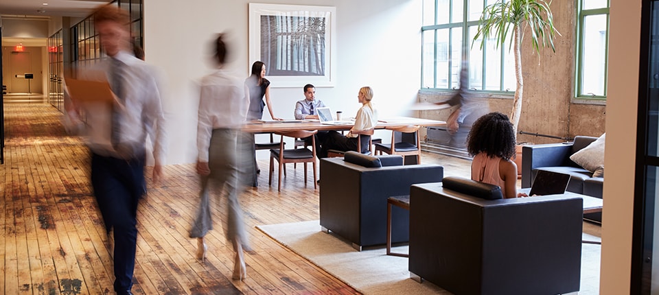 Coworking Space Break Out Area with Leather Sofas