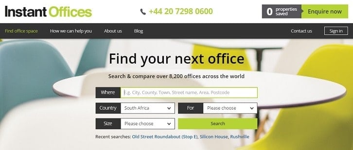 Instant Offices New Site Property Search Feature