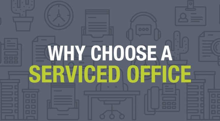 A grey blog post header with the text 'why choose a serviced office'